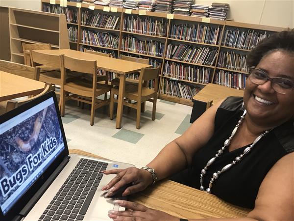 Joyce Scott working on her book talk Sway Joyce Scott working on her book talk Sway